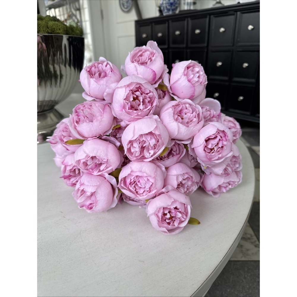Rose Pink Peony Artificial Flowers Silk Bouquet 35 Heads - Faux Flowers